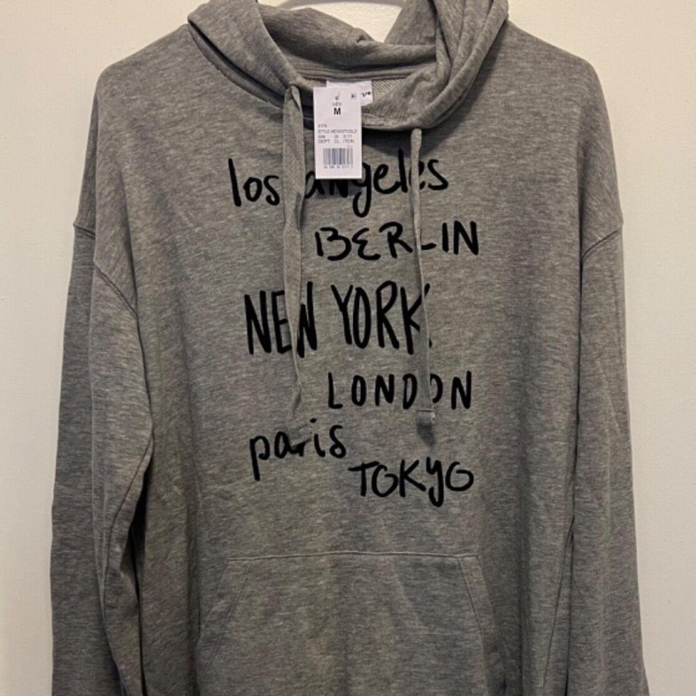 Mighty Fine Women's Sweatshirt Hoodie, LA NYC London Paris, Size Medium, NEW!